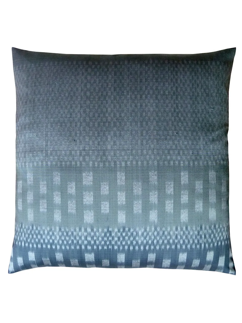Thai Silk Modern Ikat Pillow Silver Charcoal