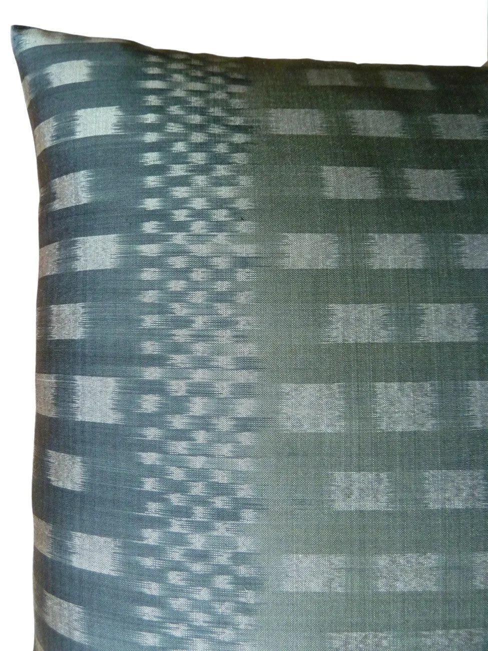 Thai Silk Modern Ikat Pillow Silver Charcoal