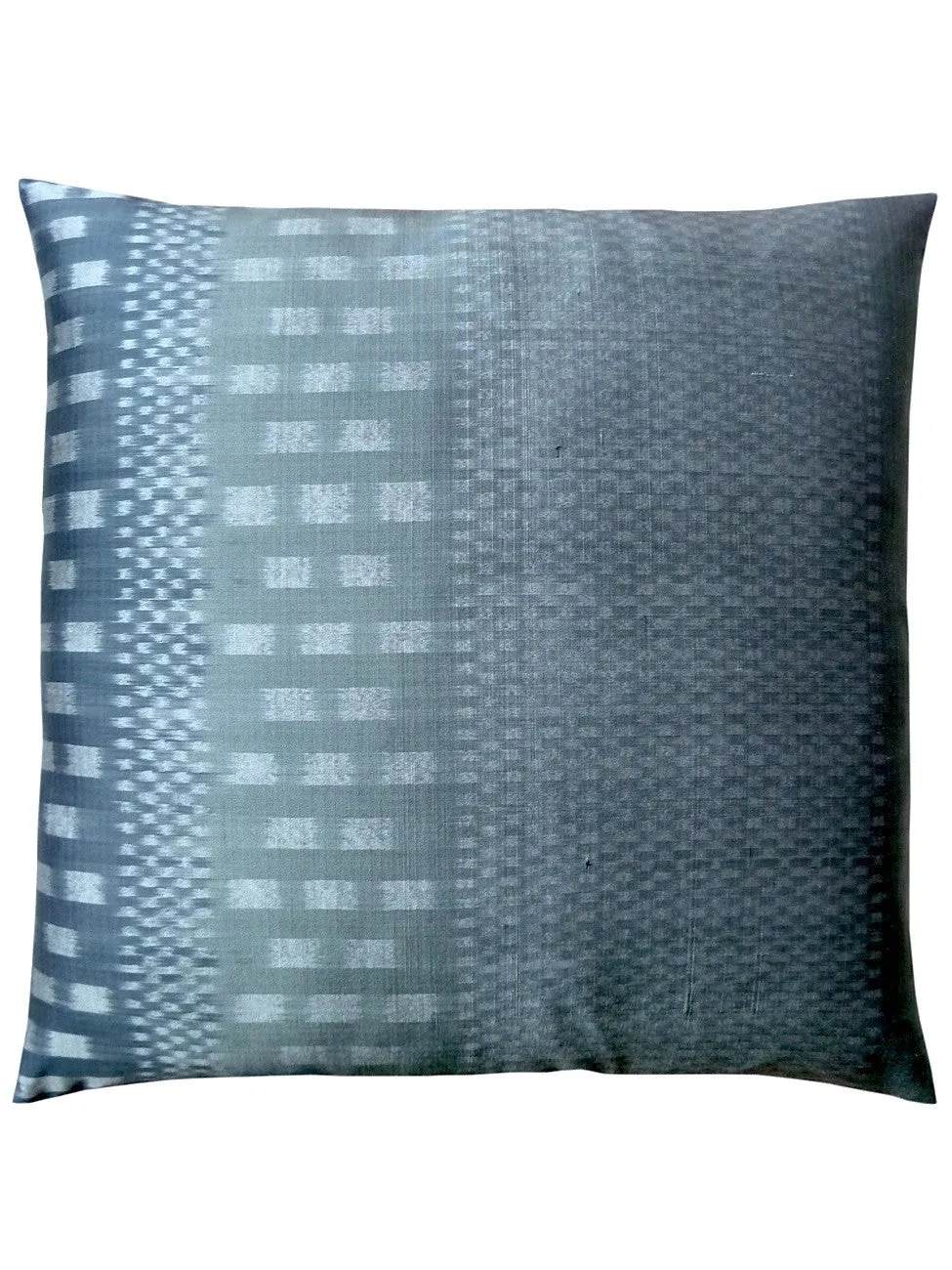 Thai Silk Modern Ikat Pillow Silver Charcoal
