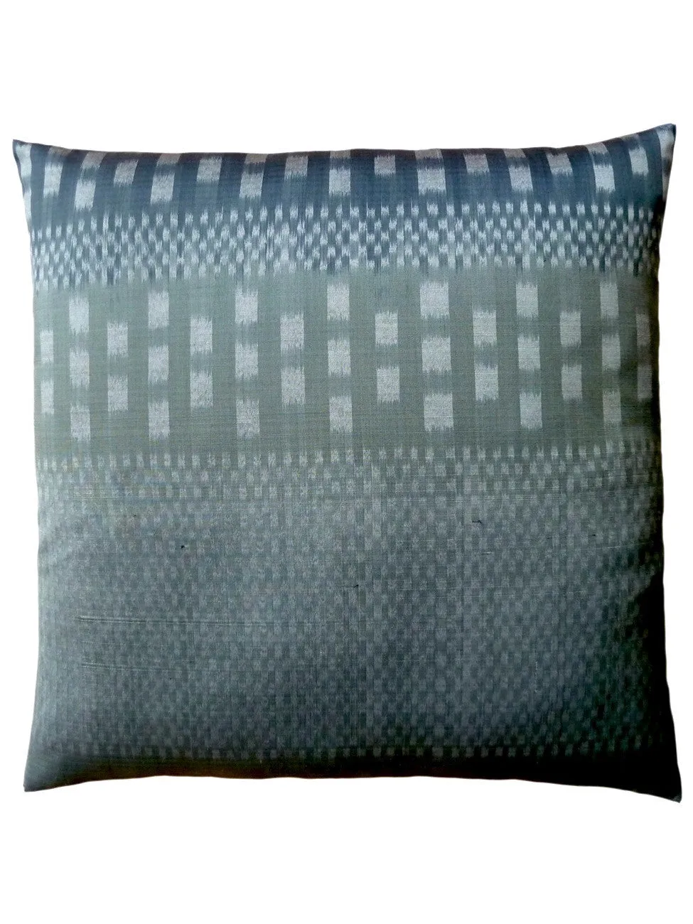 Thai Silk Modern Ikat Pillow Silver Charcoal
