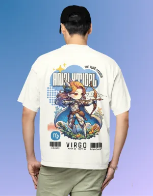 Virgo Off-White Animated Graphic Printed Men's Oversized T-Shirt