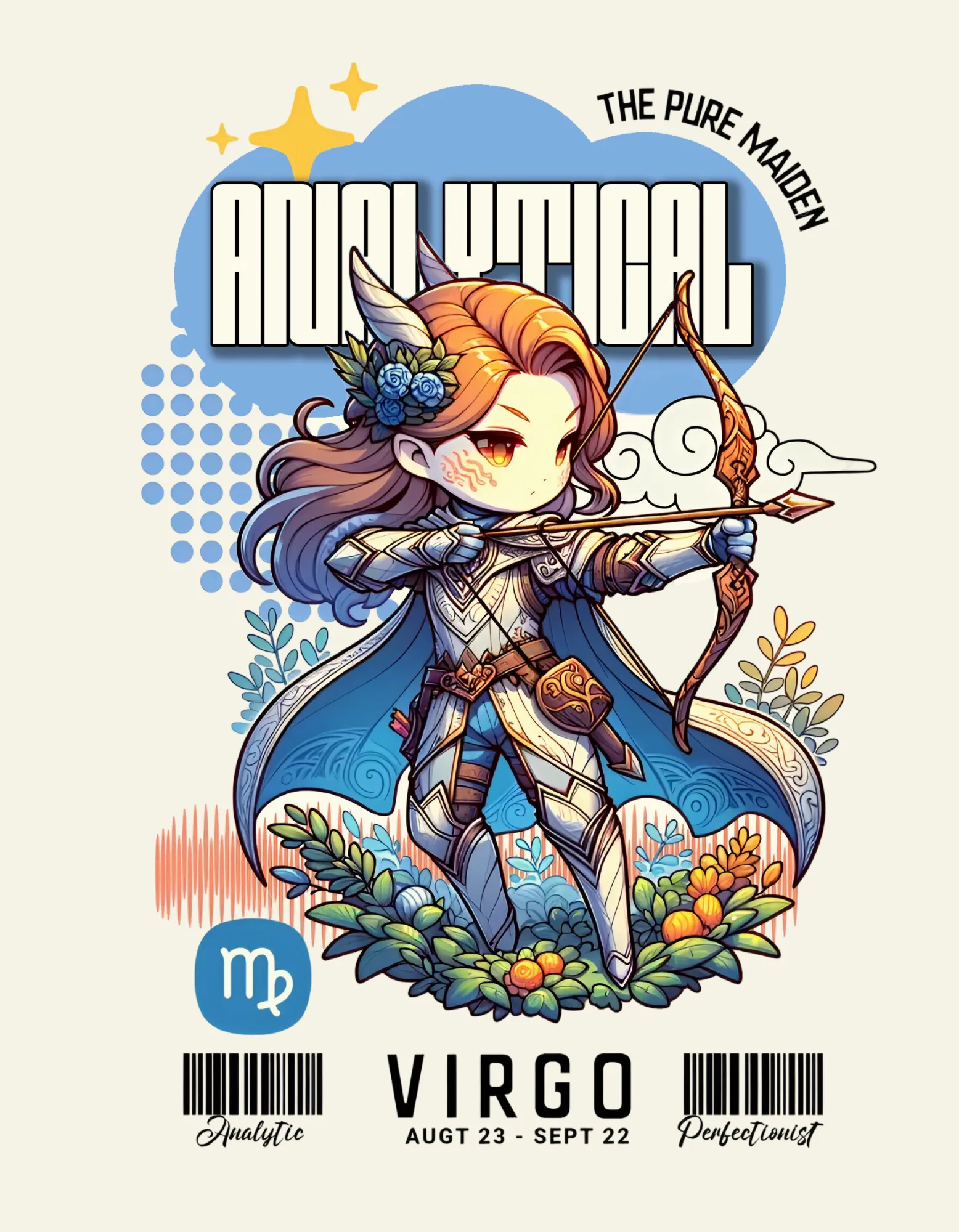 Virgo Off-White Animated Graphic Printed Men's Oversized T-Shirt