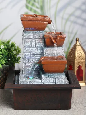 VIVARS Indoor Tabletop Fountain Water Fountain with LED Light and Calming Water Sound Relaxation Fountain for Home Bedroom Office Decor-Multicolor