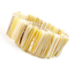 White Shell Stretch Bracelet 0.8" Wide