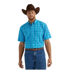 Wrangler Men's George Strait Plaid Blue Shirt