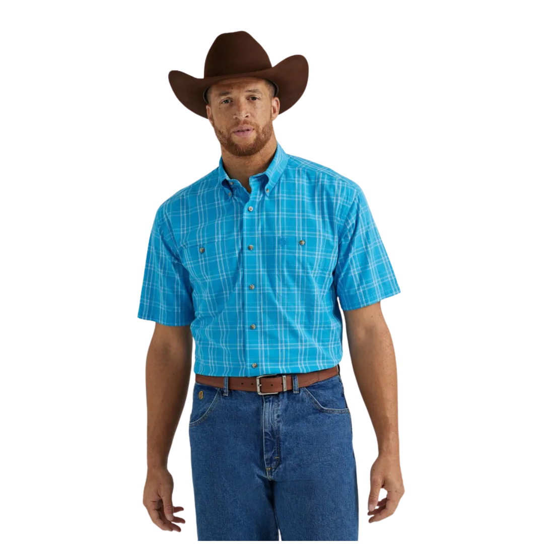 Wrangler Men's George Strait Plaid Blue Shirt