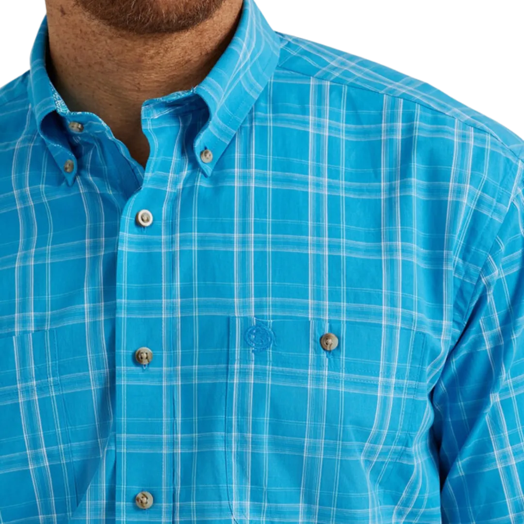 Wrangler Men's George Strait Plaid Blue Shirt