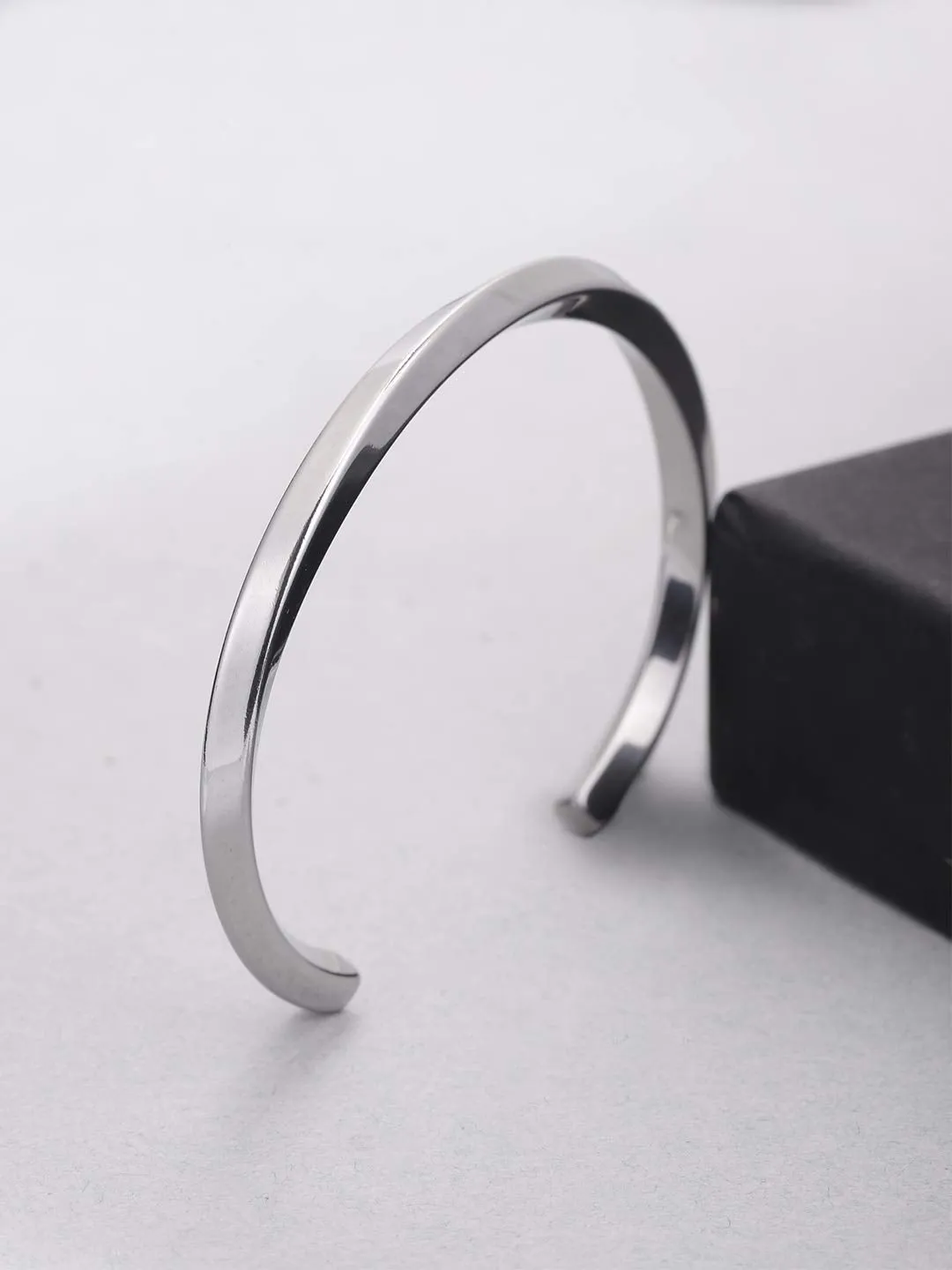 Yellow Chimes High Polished Stainless Steel Silver Kada Bracelet for Men & Boys