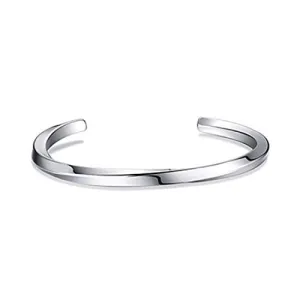 Yellow Chimes High Polished Stainless Steel Silver Kada Bracelet for Men & Boys