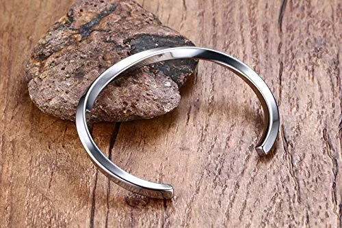 Yellow Chimes High Polished Stainless Steel Silver Kada Bracelet for Men & Boys