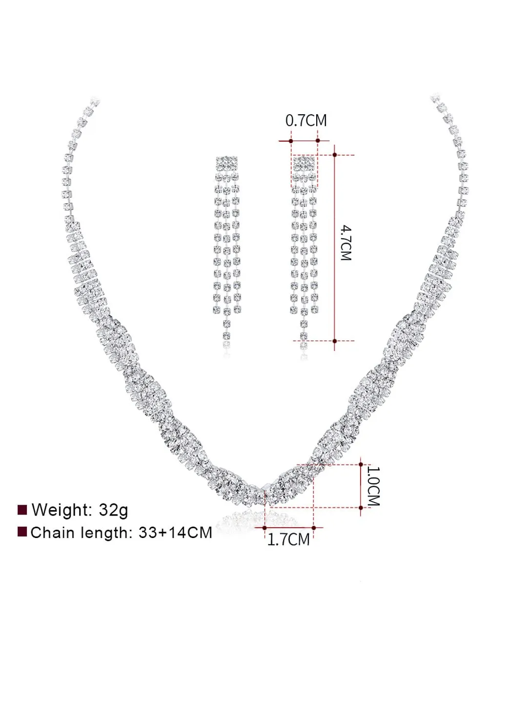 Yellow Chimes Jewellery Set For Women with Studded Classic Design Silver Plated White crystal Necklace Set (Design-10)